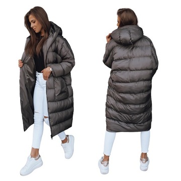 ZIMOWY DAMSKI PŁASZCZ/KURTKA Z KAPTUREM UNI