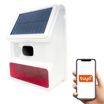 SYRENA SOLARNA ALARMOWA 100DB CZUJNIK PIR TUYA SMART PO POLSKU WiFi