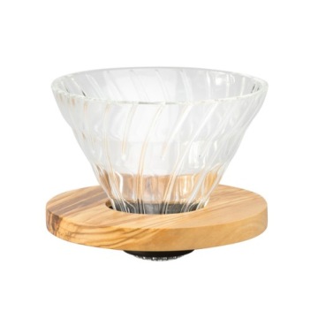 Hario Skleněný Drip Spařovací Přístroj Olivové Dřevo V60-02