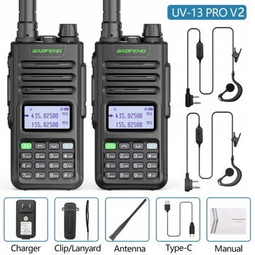 2 рации Baofeng UV-13PRO, 8800 мАч, тип C