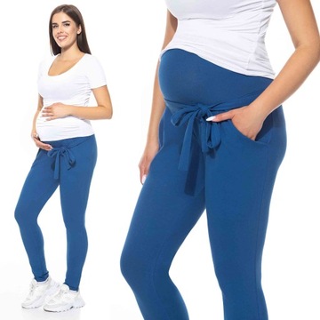 SPODNIE ciążowe dresowe LENA kokarda- M jeans dr