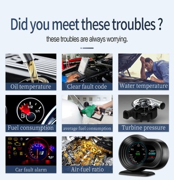 F9 WYŚWIETLACZ SAMOCHODOWY TURBO OLEJ BŁĘDY OBD-2