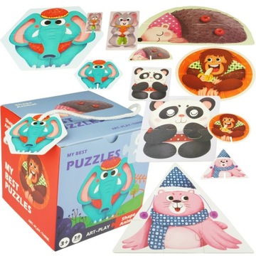 Puzzle 6 OBRAZKÓW Panda Małpka Słoń Foka ZWIERZĘTA