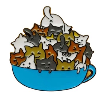 Przypinka Metal Kotki W Filiżance Cats