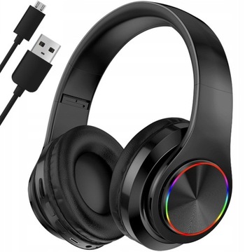 SŁUCHAWKI BEZPRZEWODOWE BLUETOOTH MIKROFON RGB LED