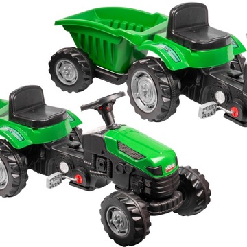 TRAKTOR Z PRZYCZEPĄ NA PEDAŁY OGROMNY DUŻY TRAKTOREK ZIELONY DLA DZIECI