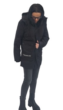 КУРТКА ЖЕНСКАЯ ЗИМНЯЯ, ЧЕРНАЯ ПАРКА OVERSIZE, размер XL