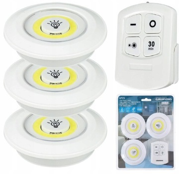 3x COB LAMP БЕСПРОВОДНАЯ САМОКЛЕЯЩАЯСЯ АККУМУЛЯТОРНАЯ ЛАМПА 2 РЕЖИМА + ДИСТАНЦИОННОЕ УПРАВЛЕНИЕ