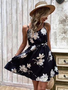 SHEIN SUKIENKA NA RAMIĄCZKACH WZÓR KWIATY XS794K71