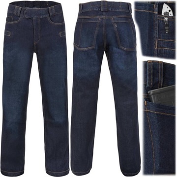 Helikon Spodnie bojówki GREYMAN TACTICAL JEANS Slim Denim Mid Dark Blue r.L