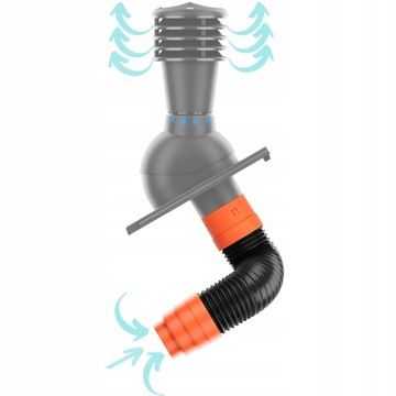 Соединительная труба 125 мм для вентиляционного дымохода с обратным клапаном 60 см.