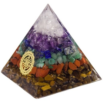 PIRAMIDKA ORGONIT AMETYST LAZURYT AGAT AWENTURYN HARMONIA FENG SHUI 6 cm