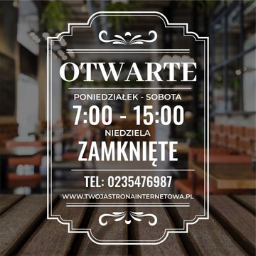 Naklejka Godziny Otwarcia 40X20cm | WGO15