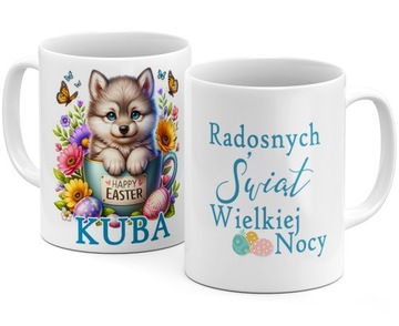 Kubek na Wielkanoc Wielkanocny zając z imieniem