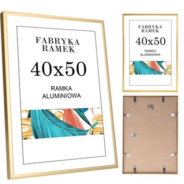 Ramka 40x50 ramki na zdjęcia aluminiowa złota