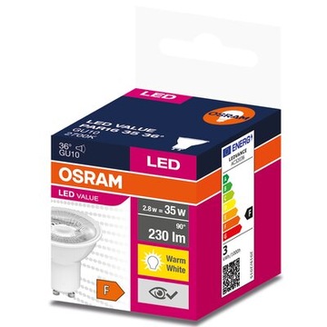 ŻARÓWKA LED GU10 2,8W = 35W 2700K OSRAM CIEPŁA