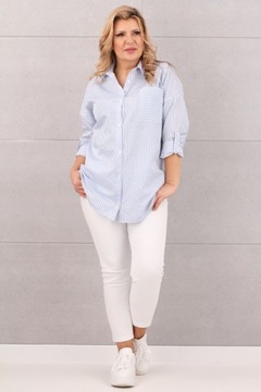 ЖЕНСКАЯ РУБАШКА ОВЕРСАЙЗ ИЗ ХЛОПКА, В ПОЛОСКУ, СВОБОДНАЯ, БОЛЬШИЕ РАЗМЕРЫ