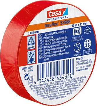 Taśma izolacyjna czerwona 15mmx10m Tesa
