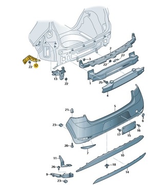 ŚLIZG ZDERZAKA TYŁ VW GOLF VII OE