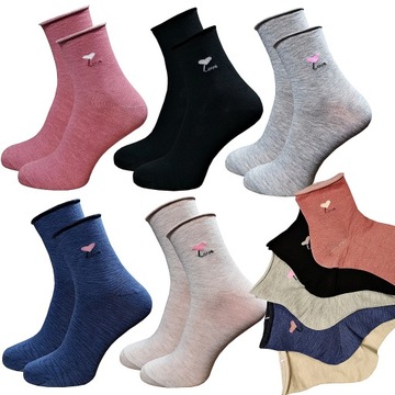 5x Skarpety Damskie BEZUCISKOWE Bawełna Skarpetki nieuciskowe Love 35-38