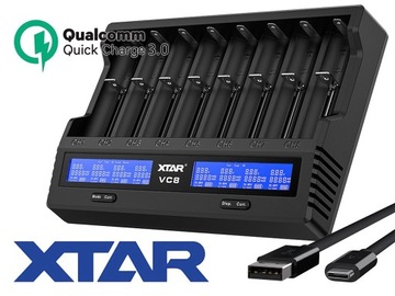 Зарядное устройство Xtar VC8 для литий-ионных аккумуляторов 3,6–3,7 В, Ni-MH 1,2 В