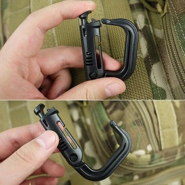 ПЛАСТИКОВЫЙ КАРАБИН D С ЗАМКОМ MOLLE, ЧЕРНЫЙ