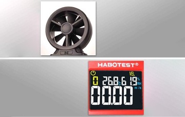 HABOTEST WIATROMIERZ CYFROWY ANEMOMETR MIERNIK POMIAR PRĘDKOŚĆ WIATRU LCD