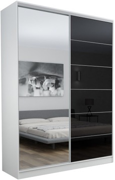SZAFA PRZESUWNA GARDEROBA - 2D MADRYT 180X250 BIAŁA LACOBEL + LUSTRO