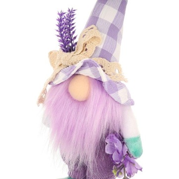 Гномик 25см с лавандовым весенним украшением статуэтка