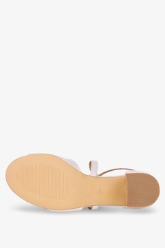 SANDAŁY DAMSKIE BEŻOWE PERŁOWE MODNE PASKI NA KRZYŻ SKÓRZANA WKŁADKA r 38