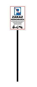 Tabliczka Znak PARKING ZAKAZ PARKOWANIA 30x40 cm PROFIL 100 cm