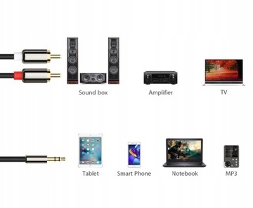 Мини-разъем AUX Audio 3,5 мм, 2x RCA-кабель, 3 м