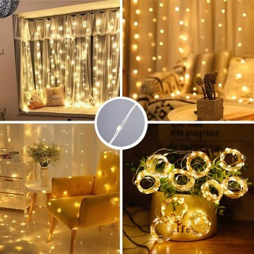 KURTYNA ŚWIETLNA CIEPŁE 300 LED 3x3 USB ŚWIĄTECZNE CHOINKOWE GIRLANDA PILOT