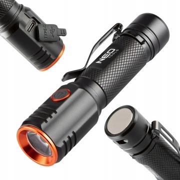 НЕО АККУМУЛЯТОРНЫЙ РУЧНОЙ ФОНАРЬ USB IPX 6 C 2000лм LED 5 ГРАДУСОВ 99-067