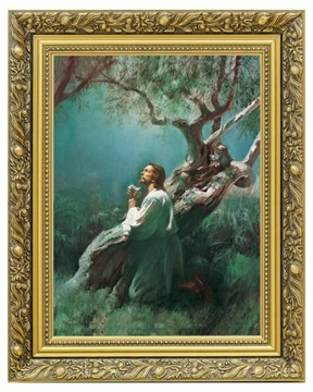 MODLITWA JEZUSA W OGRODZIE OLIWNYM OBRAZ NA PŁÓTNIE W RAMIE ZDOBIONEJ 40x50
