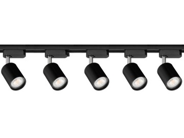 5x Halogen Szynowy Czarny + Szynoprzewód 1 Fazowy