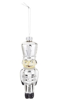 SZKLANA BOMBKA CHOINKĘ DZIADEK DO ORZECHÓW SREBRNA