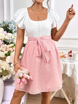 SHEIN КОМПЛЕКТ ДЛЯ МАТЕРИАЛОВ БЕЛАЯ БЛУЗКА, ЮБКА С ПОЯСОМ M 43823