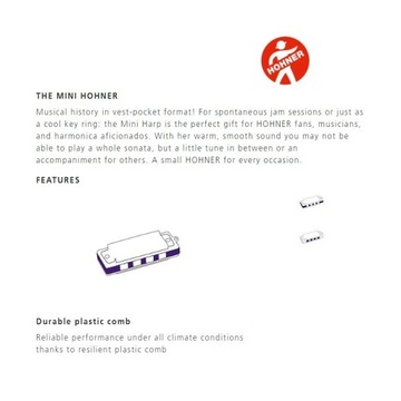 MINI HARP harmonijka ustna 4 kanałowa. Instrument, wisiorek, gadżet HOHNER
