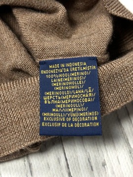 POLO RALPH LAUREN Wełniany Sweterek Męski 100% Merino Wool Logowany r. M