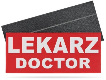 EMBLEMAT Z RZEPEM LEKARZ DOCTOR 35x15cm ODBLASKOWA