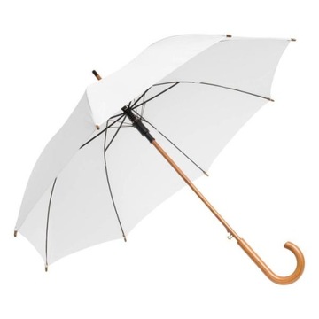 Parasol biały automat długi drewniana rączka na ślub wesele na PREZENT