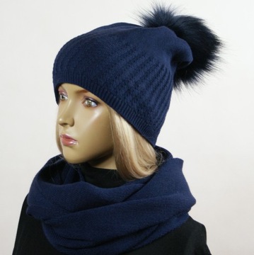 KOMPLET CZAPKA + KOMIN pompon # 40