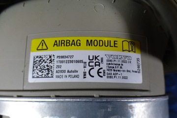 ULOŽENÍ AIRBAG ŘIDIČE 39834727 LEVÝ ORIGINÁLNÍ STBDB VOLVO XC60 II