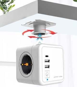 KOSTKA ZASILAJĄCA ROZGAŁĘŹNIK PRZEDŁUŻACZ LISTWA ANTYPRZEPIĘCIOWA 7w1 USB !