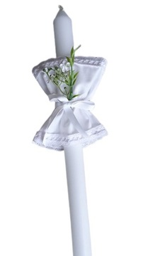 ŚWIECA NA CHRZEST KOMUNIĘ Z OZDOBĄ OKAPNIKEM 40cm