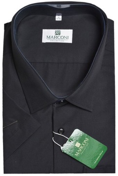 DUŻA MĘSKA KOSZULA CZARNA KRÓTKI RĘKAW 6XL MARCONI 182-188/51