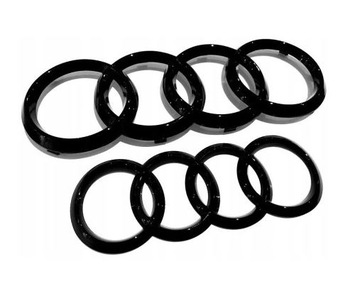 Emblematy Audi Komplet Przód+Tył Czarny Połysk A3, A4 B6, A6 C5 263MM+175MM