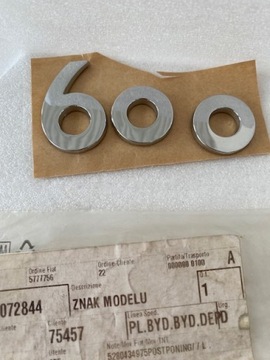 OZNAČENÍ MODEL DO FIAT SEICENTO "600" OE6001072844 NOVÉ ORIGINÁLNÍ