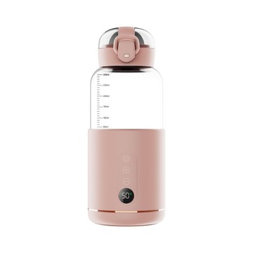 Baby Milk Warmer Portable Electric Compact USB Water Bottle with LCD Pink